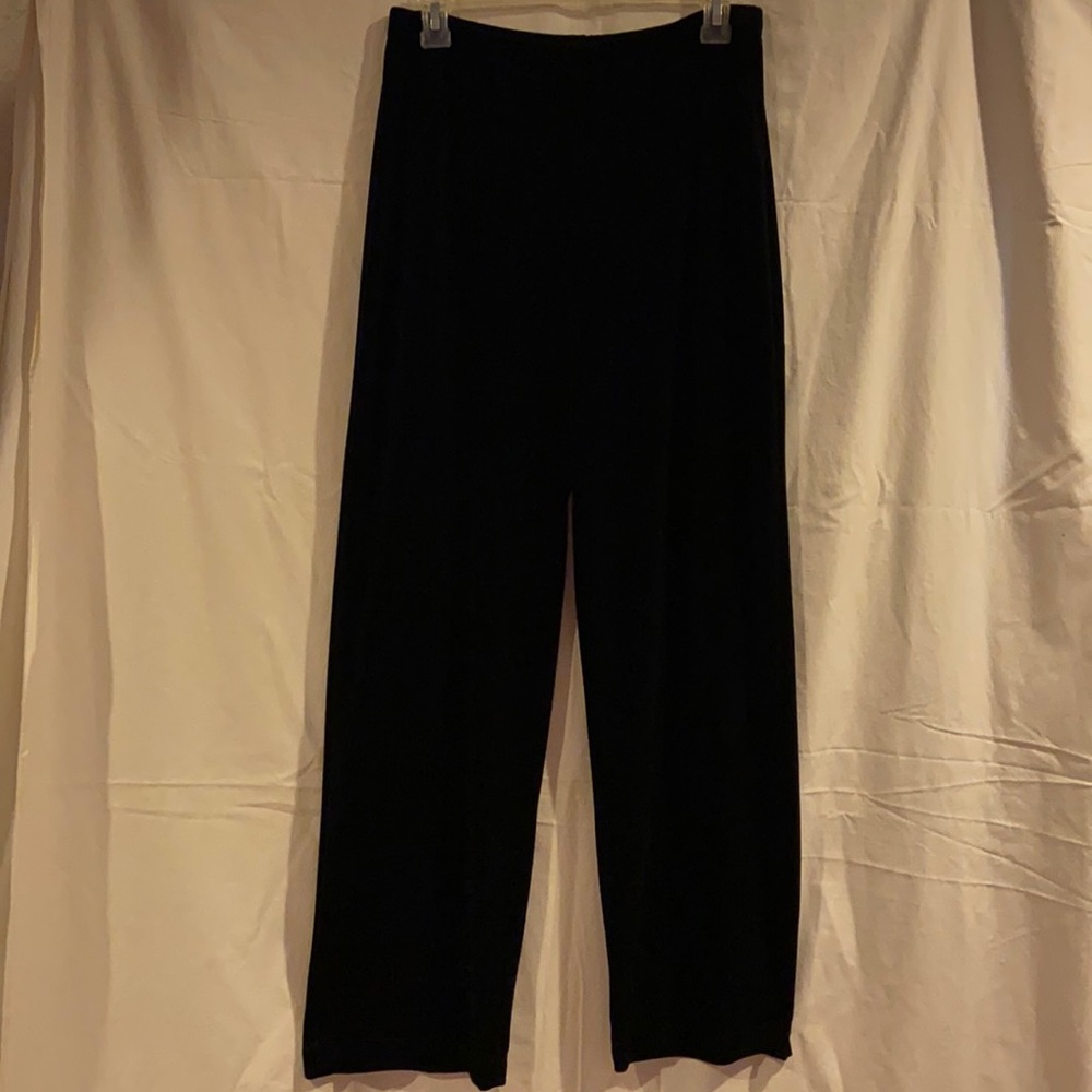 Notations black velvet slacks, petite large, straight leg, new, never worn.